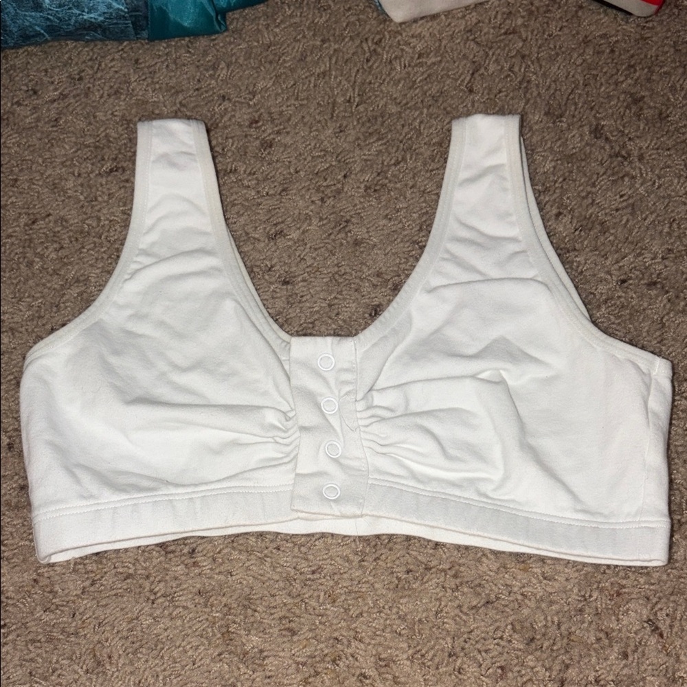 Vintage Dream Products front Snap Closure Sleep Bra White Size L (38-40)